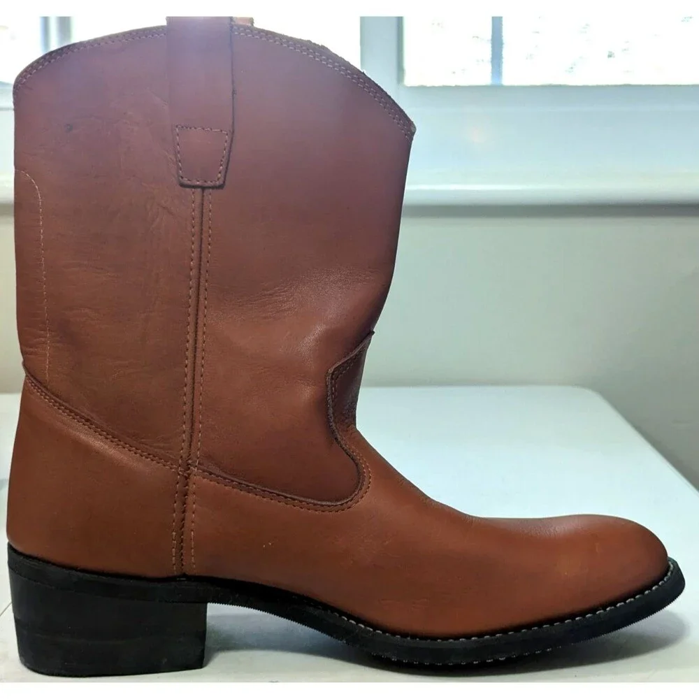Vintage 80's Technics Western Boots Men's 12D Cognac 10